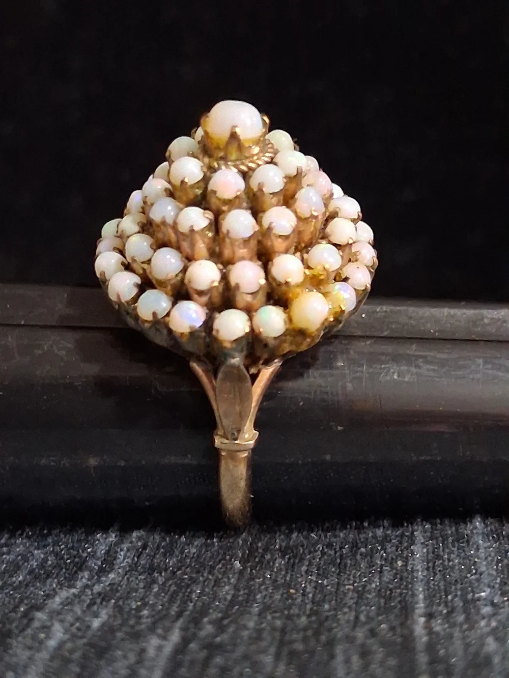 Vintage 14K Gold Opal Cluster Dome Ring - Mid-Century Thai Princess Style